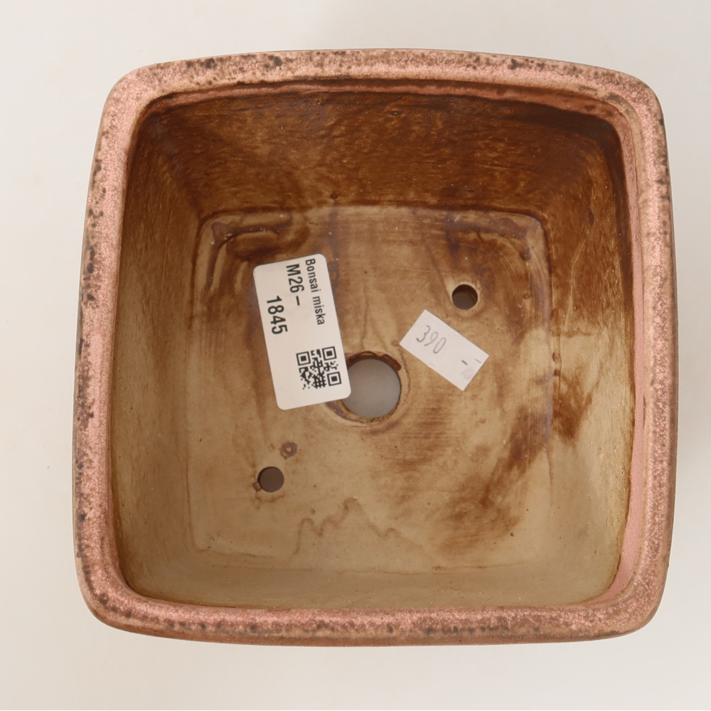 Ceramic bonsai pot, 13 x 13 x 8 cm, pink