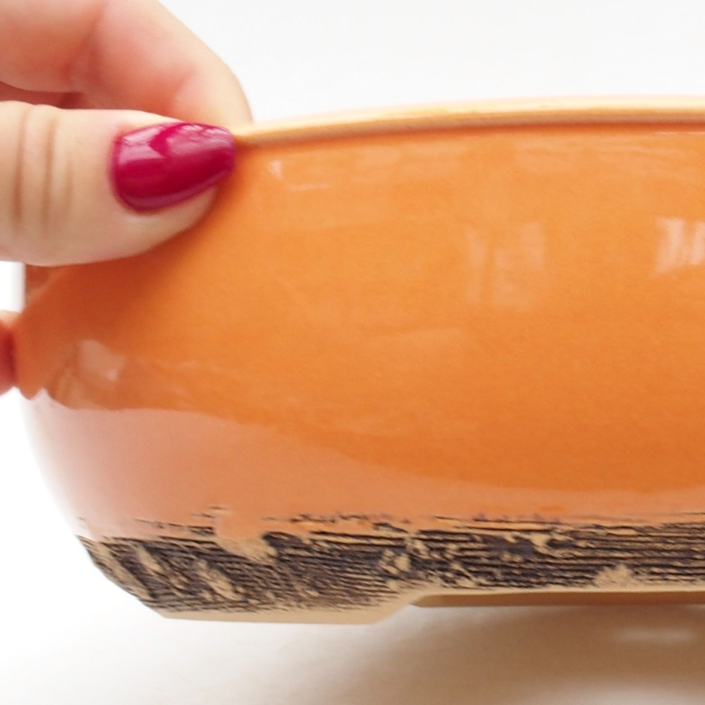 Ceramic bonsai bowl 21 x 21 x 6,5 cm, color orange