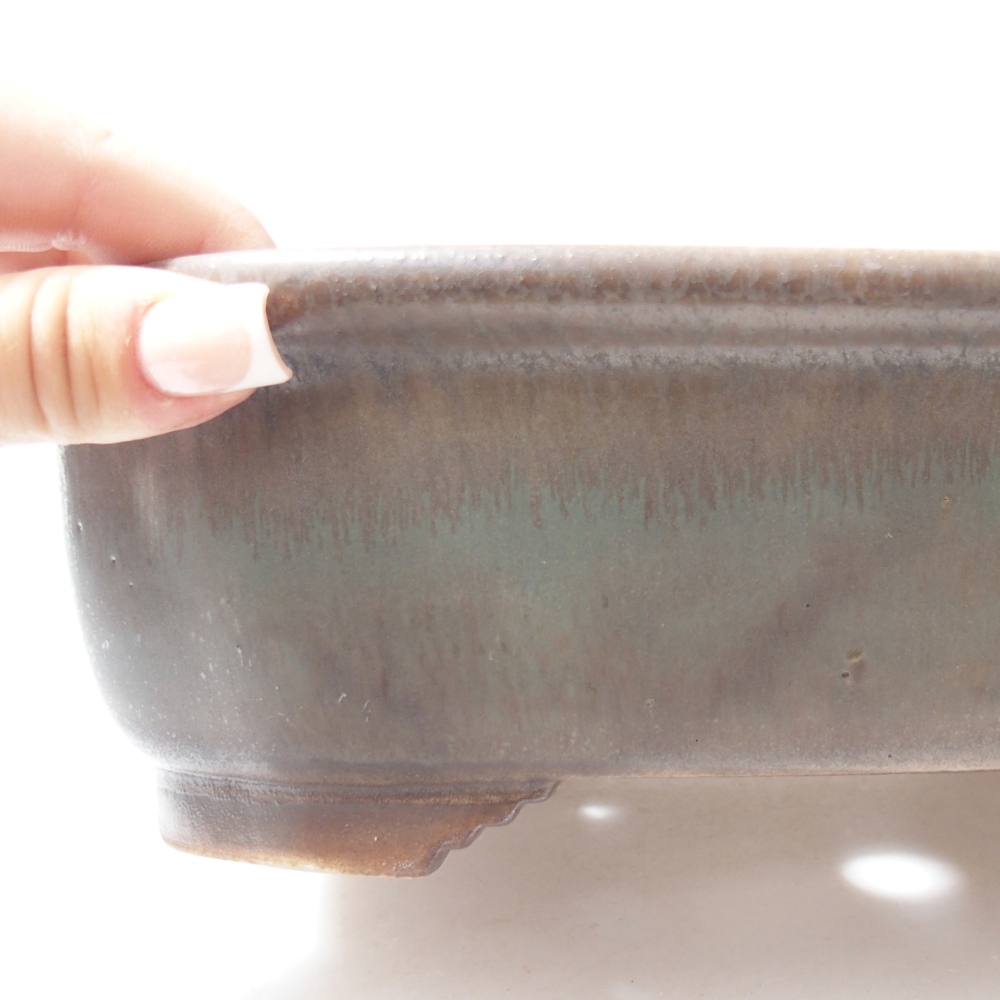 Ceramic bonsai bowl 25 x 21 x 8 cm, green