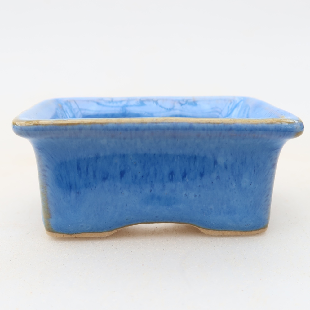 Ceramic bonsai pot, 6 x 4.5 x 2.5 cm, blue
