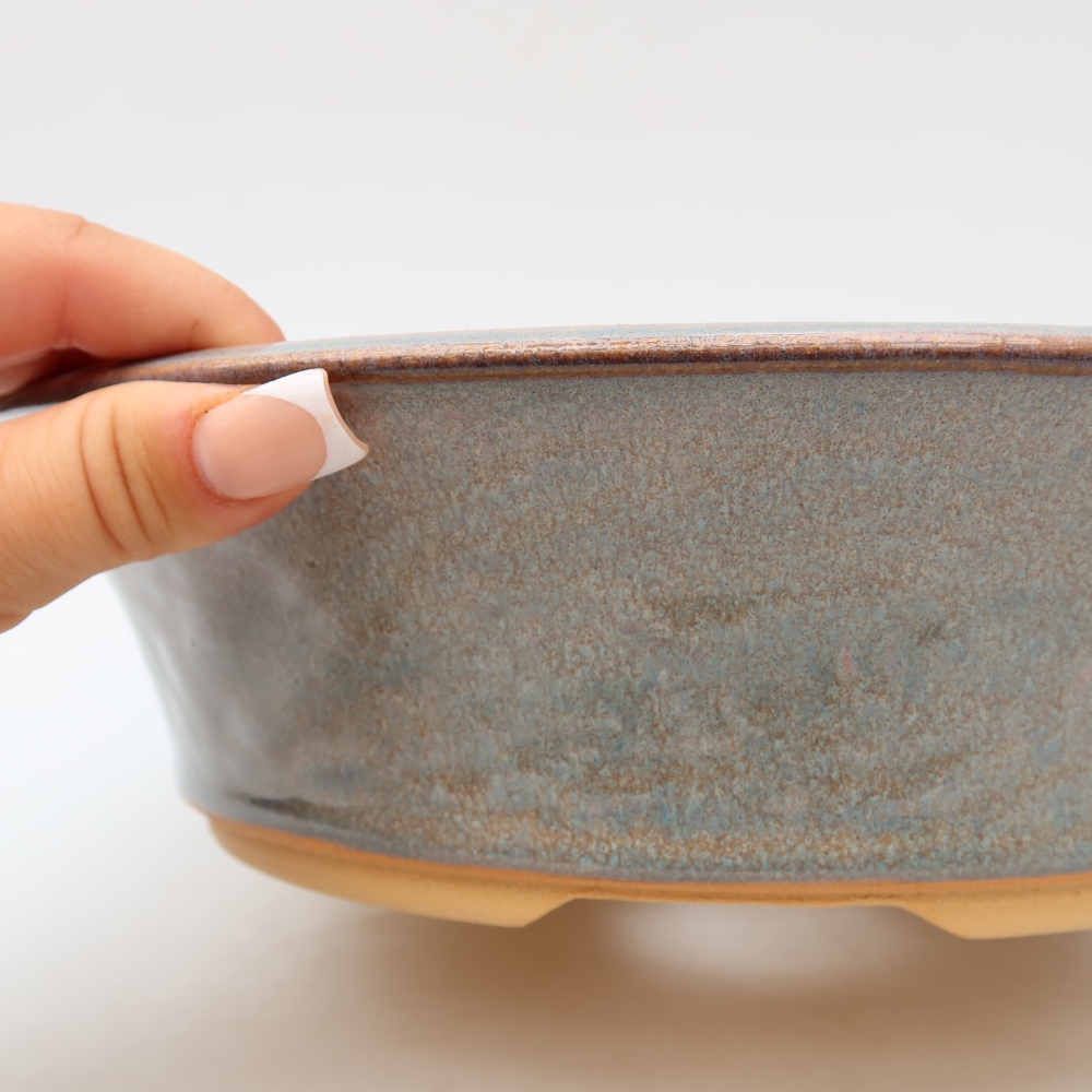 Ceramic bonsai pot, 26.5 x 26.5 x 7 cm, gray