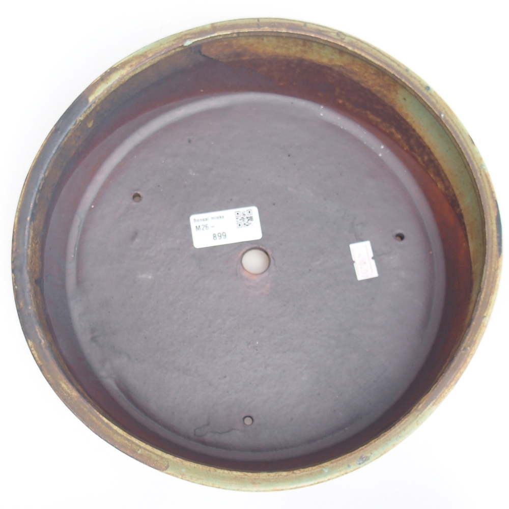 Ceramic bonsai bowl 24,5 x 24,5 x 7,5 cm, green-brown