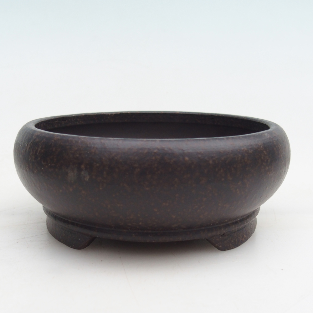 Ceramic bonsai bowl 12 x 12 x 5 cm, colour brownish ochre