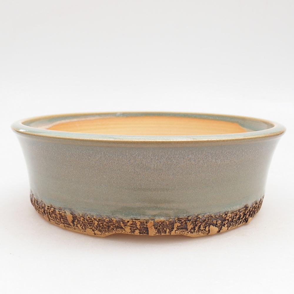 Ceramic bonsai pot 19 x 19 x 6 cm, green