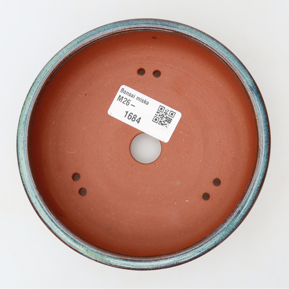 Ceramic bonsai pot, 13 x 13 x 4 cm, green
