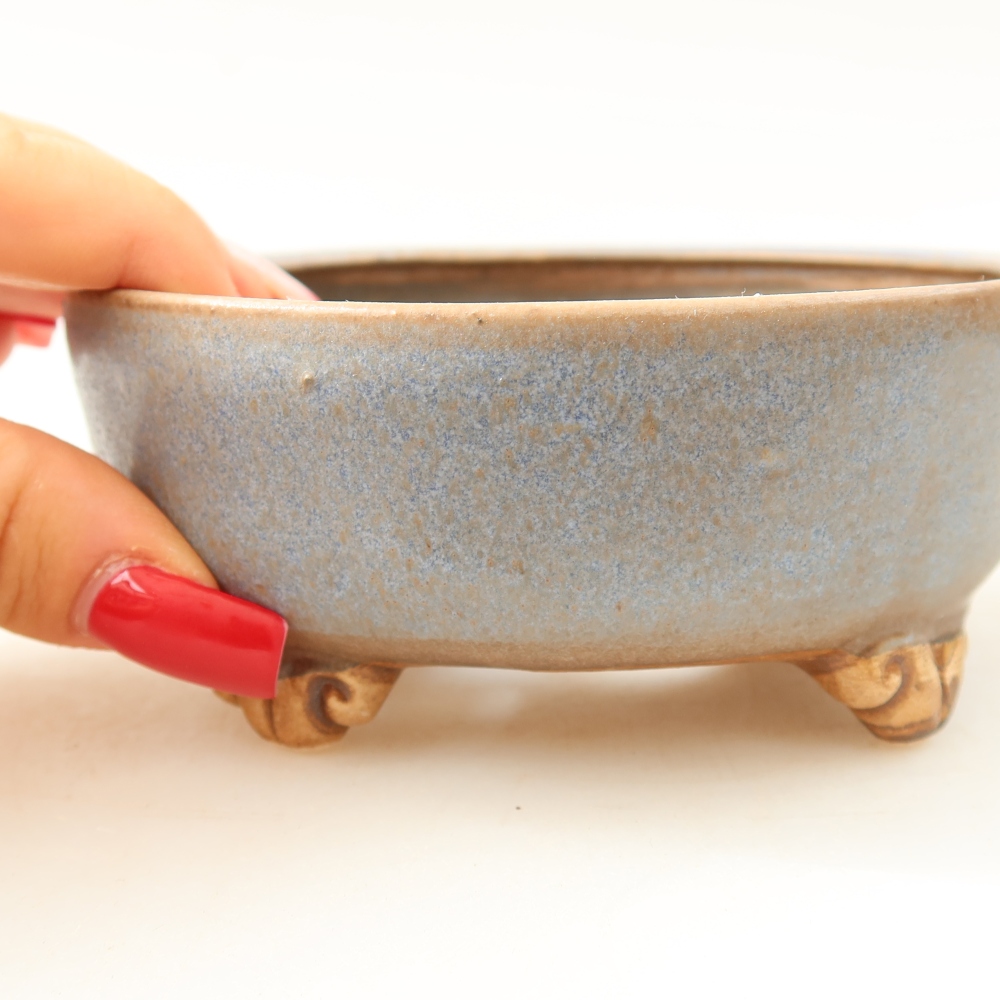 Ceramic bonsai pot, 10.5 x 10.5 x 4 cm, blue