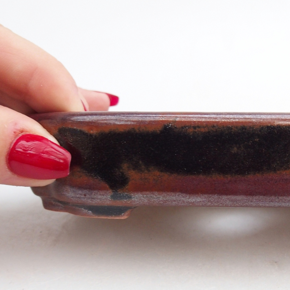 Ceramic bonsai bowl 13 x 9 x 3 cm, brown