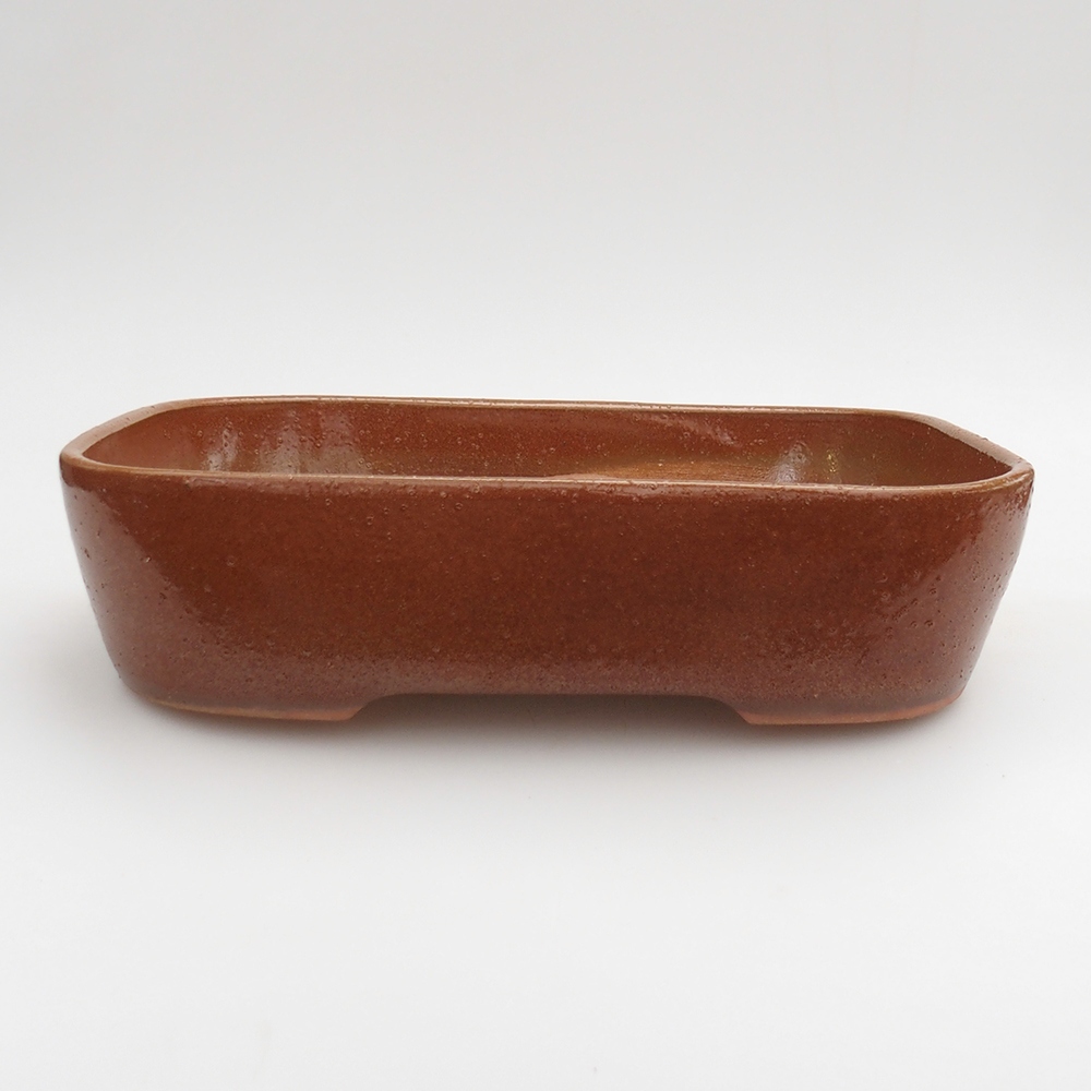 Ceramic bonsai bowl 23 x 18,5 x 5,5 cm, brown
