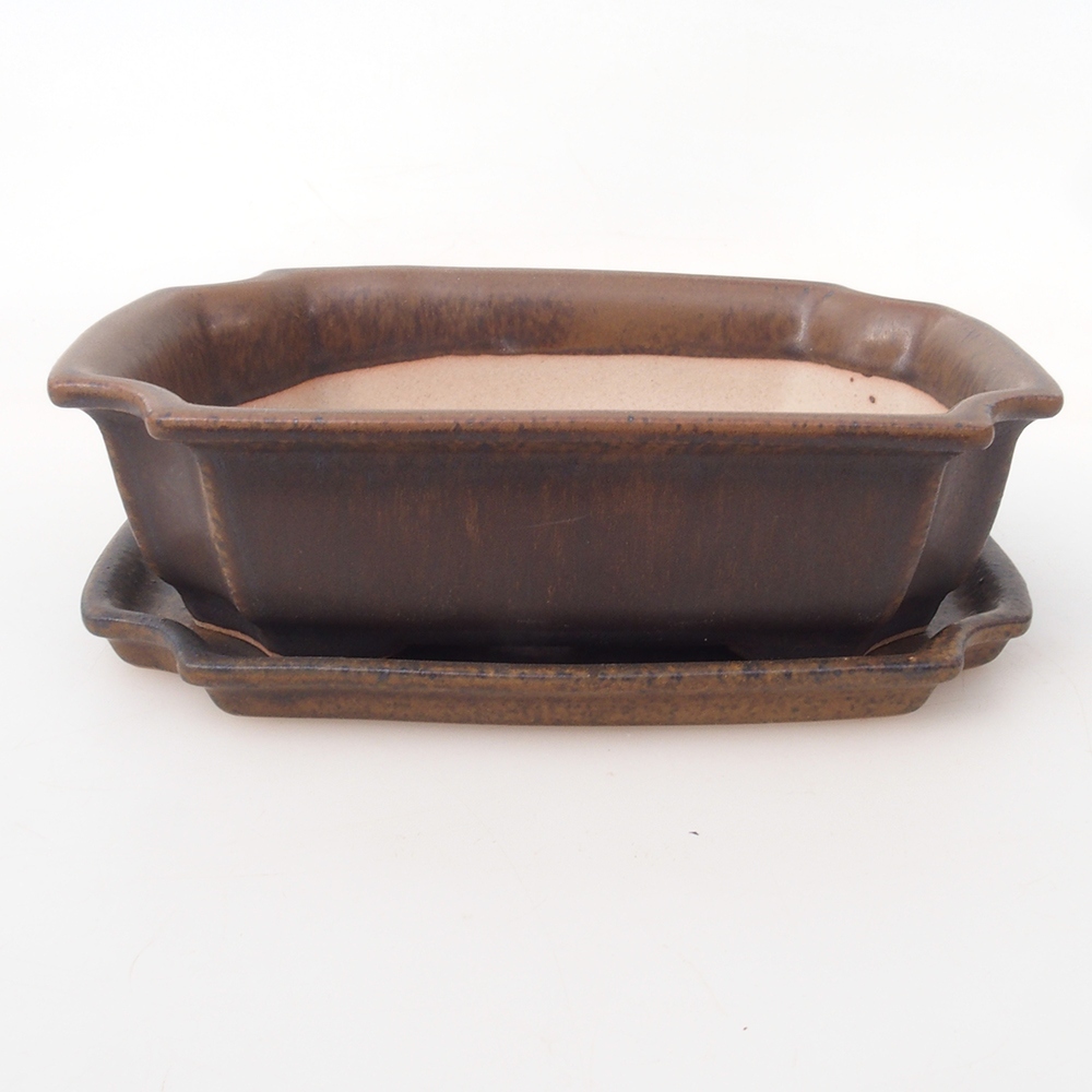 Bonsai bowl + saucer H01 - 12x9x5 cm