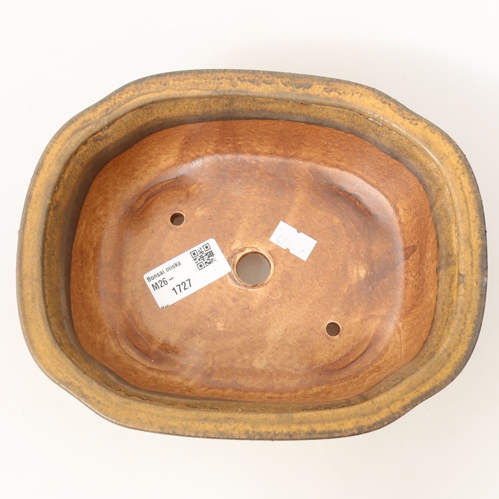 Ceramic bonsai pot, 20.5 x 16.5 x 7 cm, brown