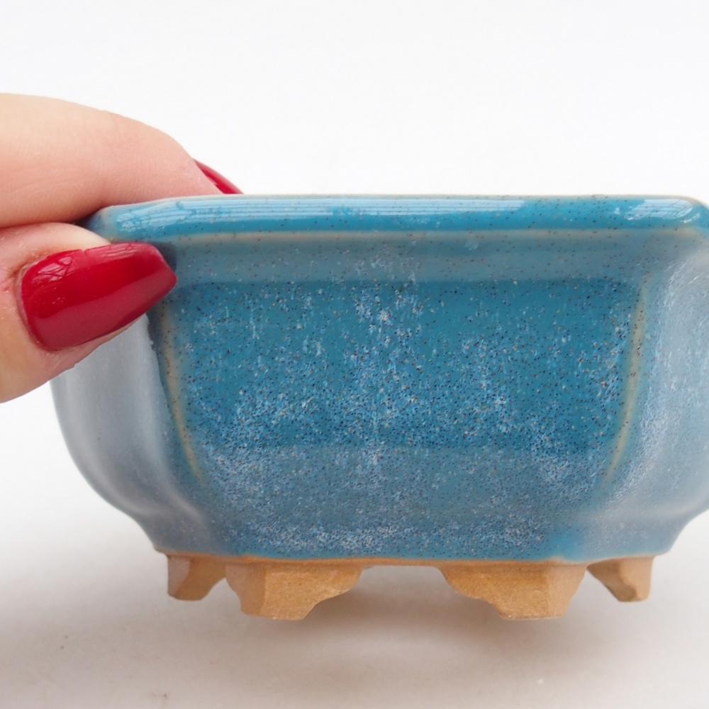 Ceramic bonsai bowl 12 x 10,5 x 4,5 cm, colour blue