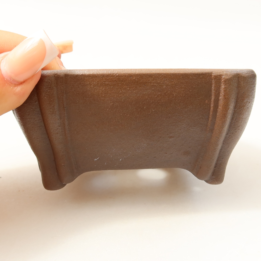 Ceramic bonsai pot, 10.5 x 10.5 x 4.5 cm, brown