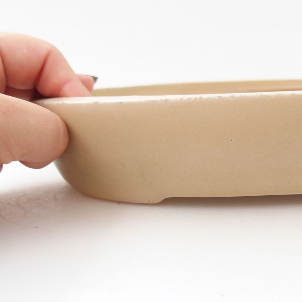 Ceramic bonsai bowl 22 x 16,5 x 4 cm, color beige