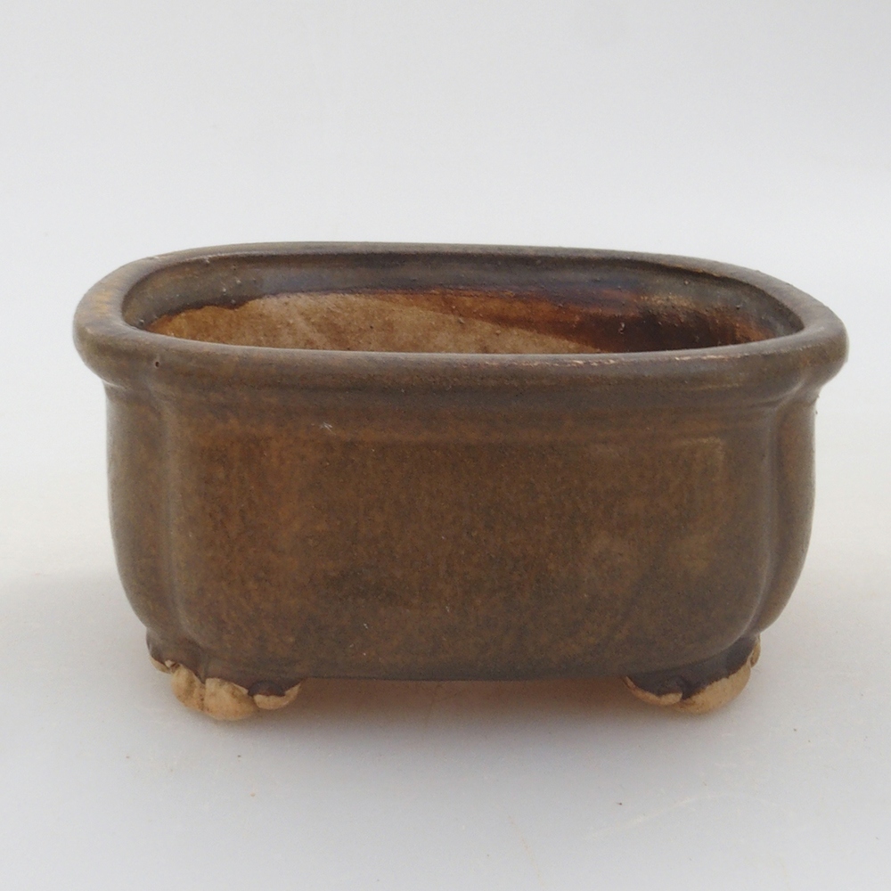 Ceramic bonsai bowl 7,5 x 7,5 x 3,5 cm, color brown