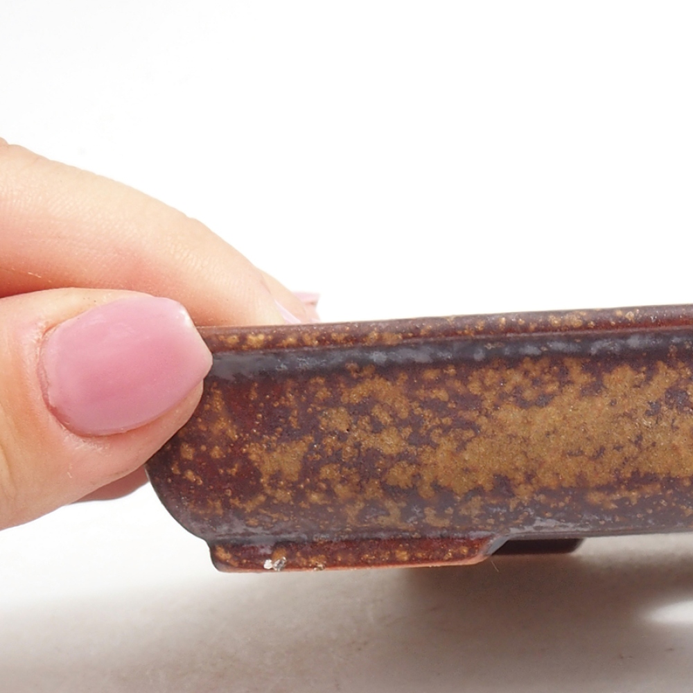 Ceramic bonsai bowl 13 x 11 x 2,5 cm, color brown