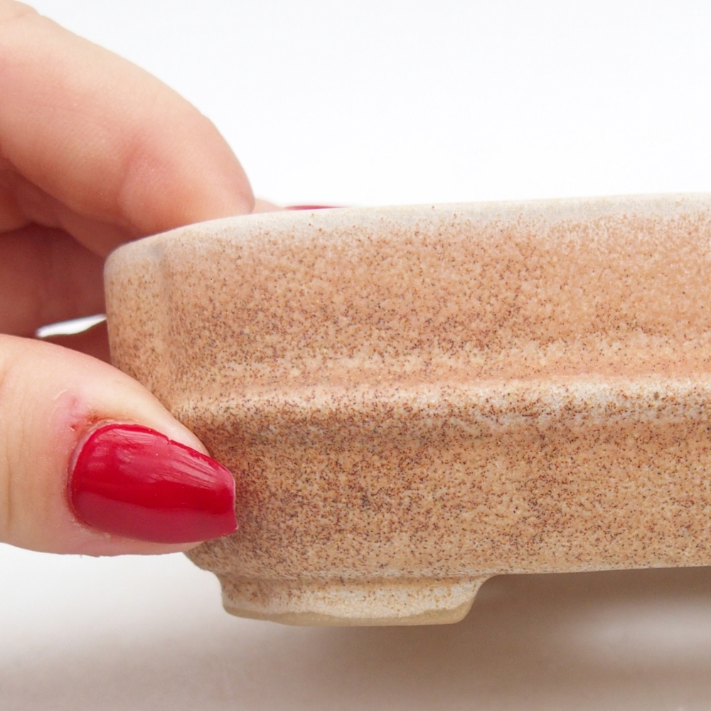 Ceramic bonsai bowl 12 x 10 x 4 cm, colour beige