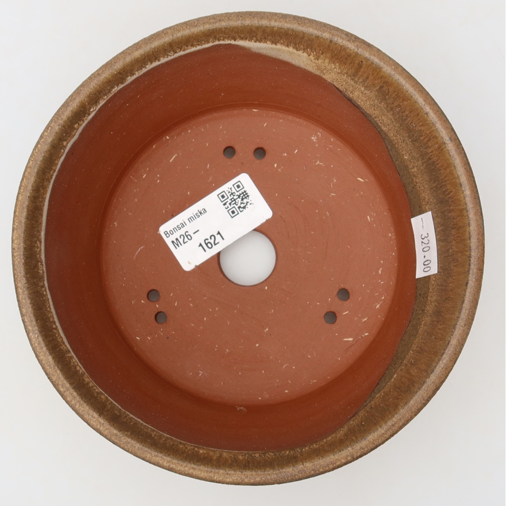 Ceramic bonsai pot, 15.5 x 15.5 x 5.5 cm, brown