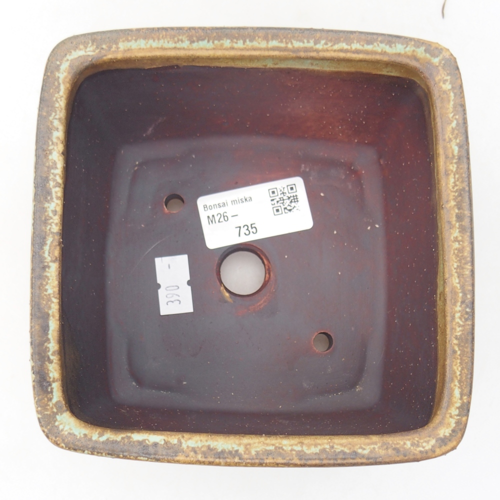 Ceramic bonsai bowl 12,5 x 12,5 x 8 cm, green