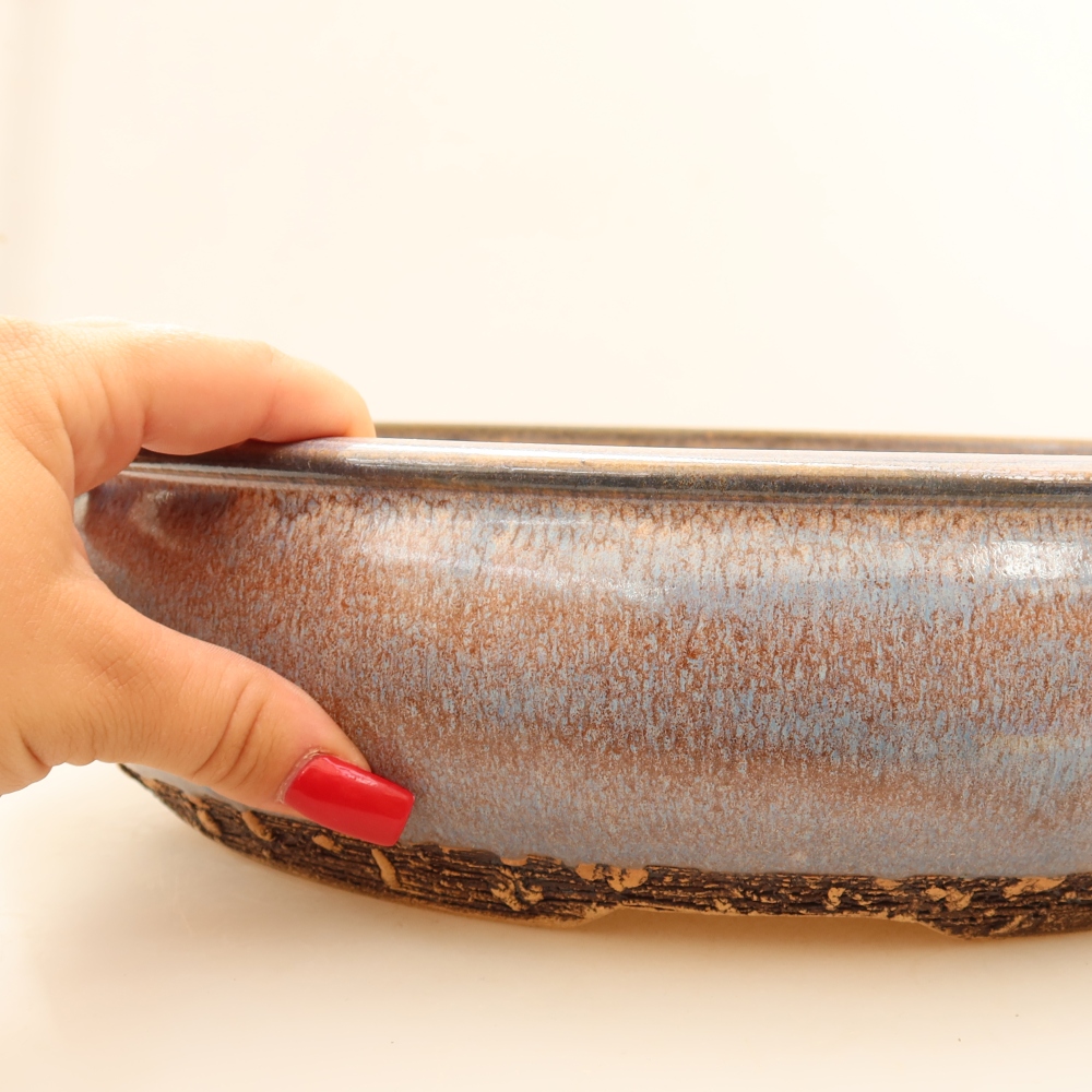 Ceramic bonsai pot, 32.5 x 32.5 x 8 cm, blue - IN-STORE PICKUP ONLY or pallet shipping