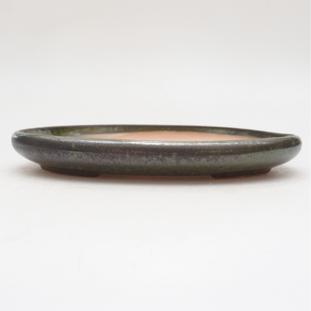 Ceramic bonsai bowl 22 x 16,5 x 3 cm, color green
