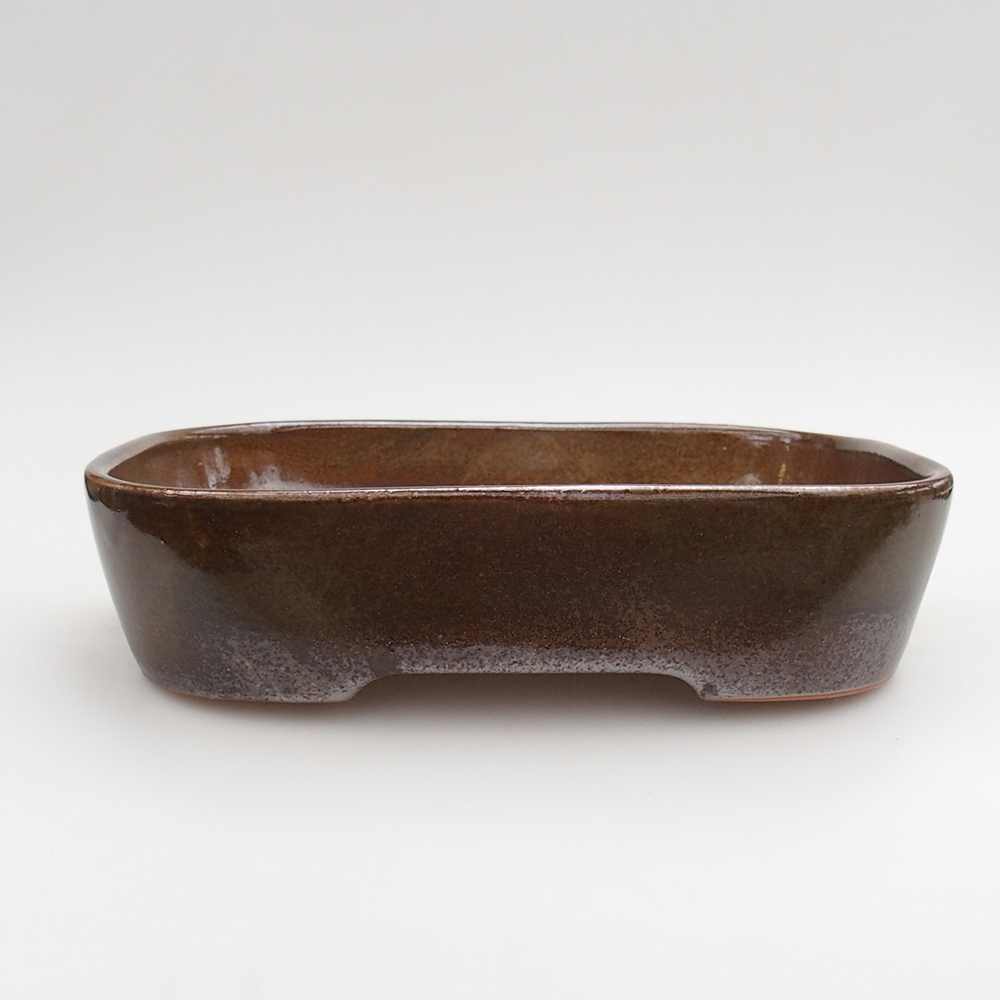 Ceramic bonsai bowl 23 x 18,5 x 5,5 cm, colour brown-green