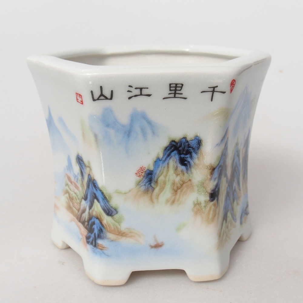 Ceramic bonsai bowl 10,5 x 9,5 x 9 cm, colour white