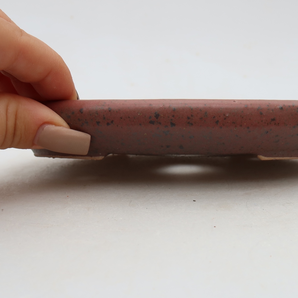 Ceramic bonsai pot, 17 x 12 x 2.5 cm, pink