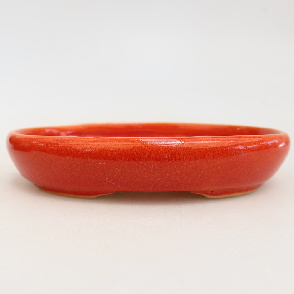 Ceramic bonsai pot, 13 x 9.5 x 2.5 cm, orange