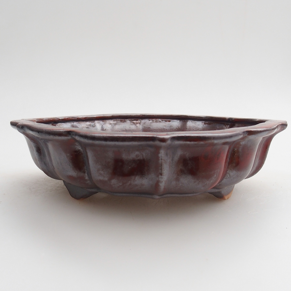 Ceramic bonsai bowl 18 x 18 x 4,5 cm, colour red