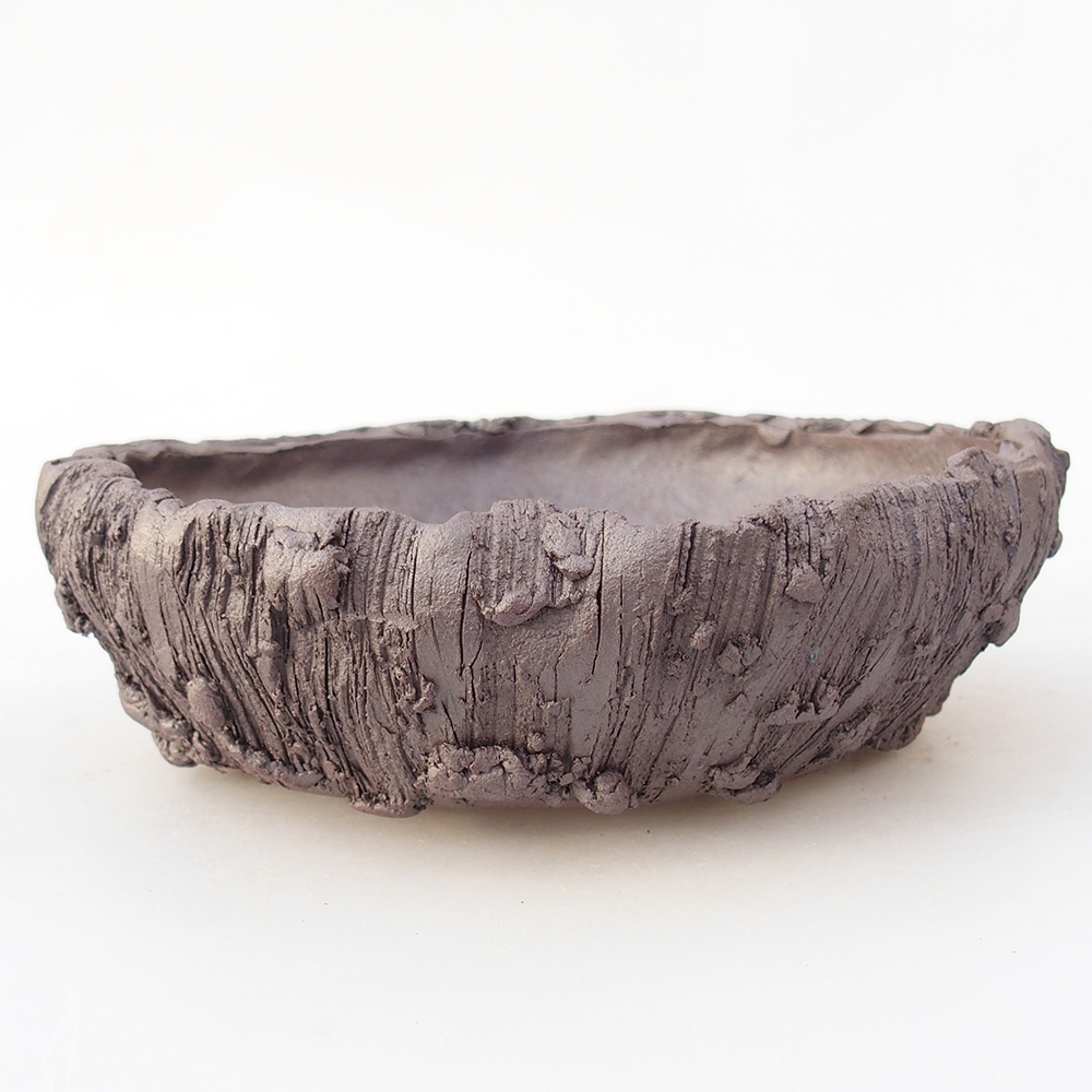 Ceramic bonsai bowl 17 x 17 x 5,5 cm, metal colour