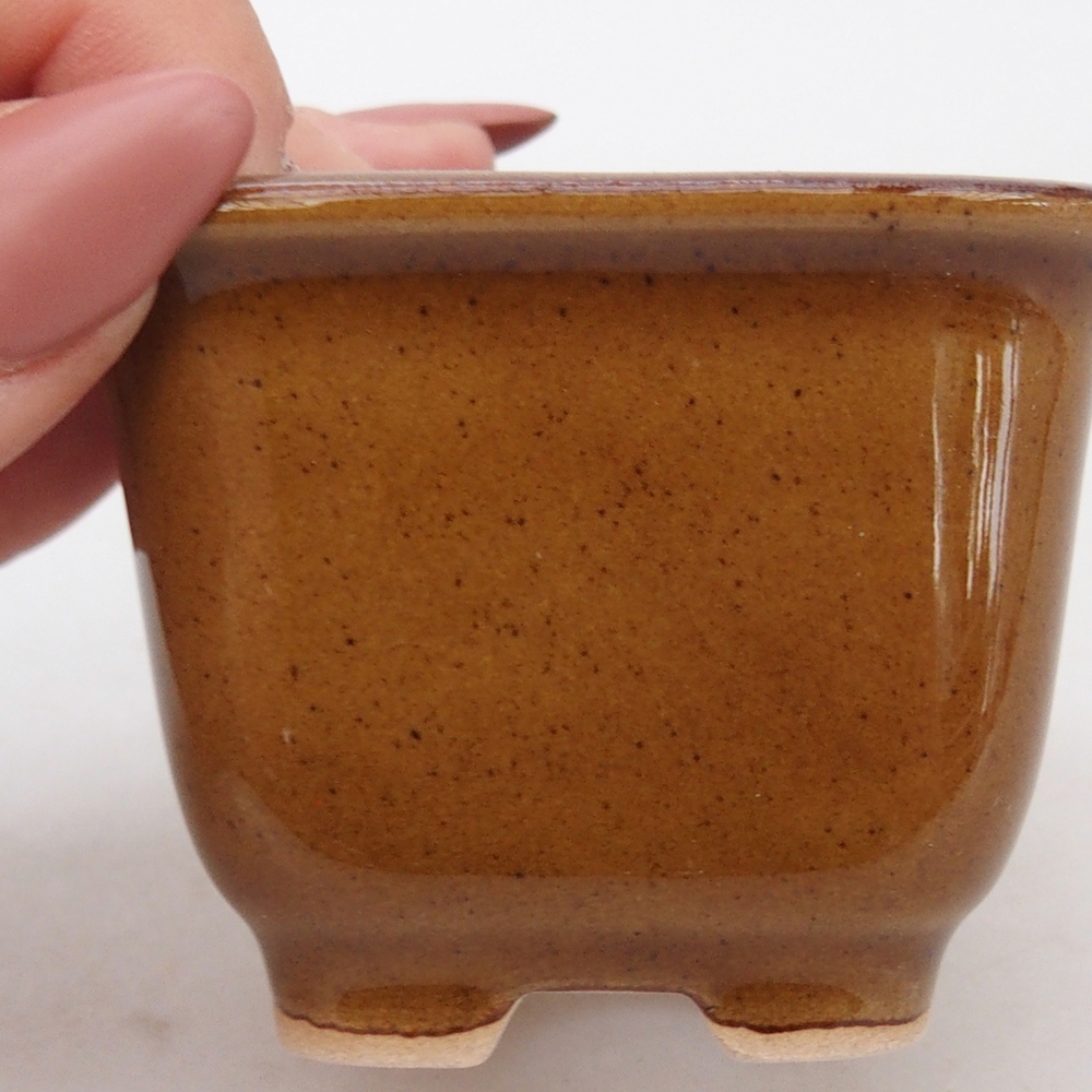 Ceramic bonsai bowl 6,5 x 6,5 x 4,5 cm, brown