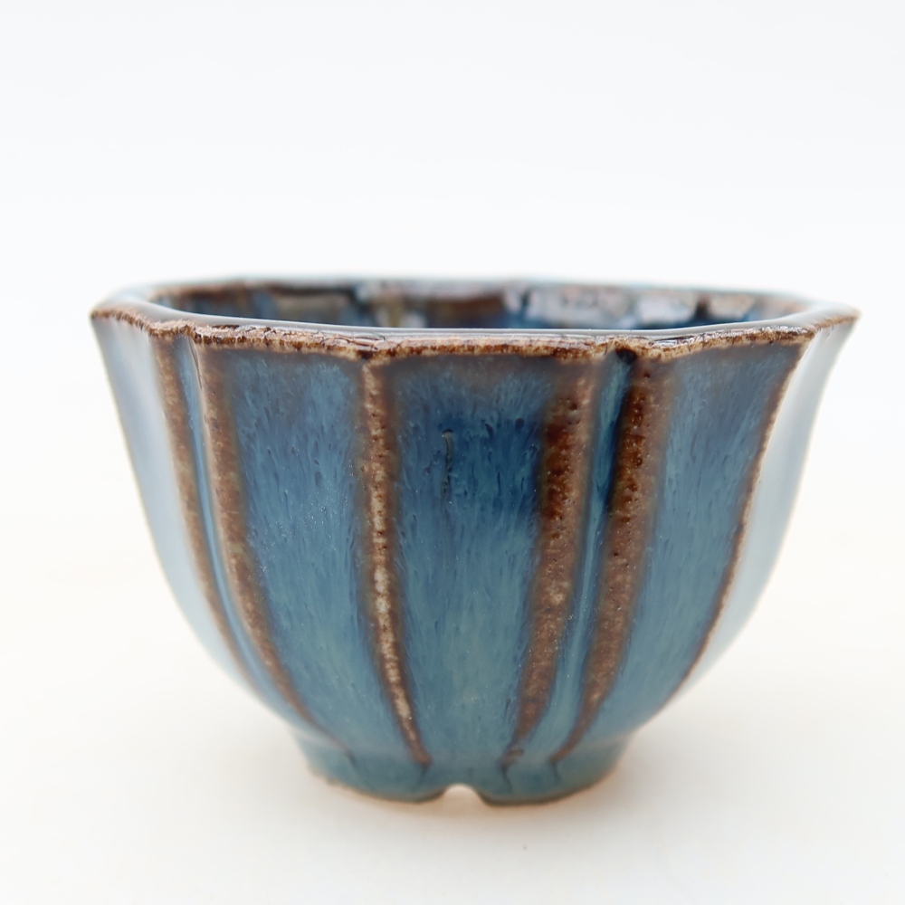 Ceramic bonsai pot, 5.5 x 5.5 x 3.5 cm, blue