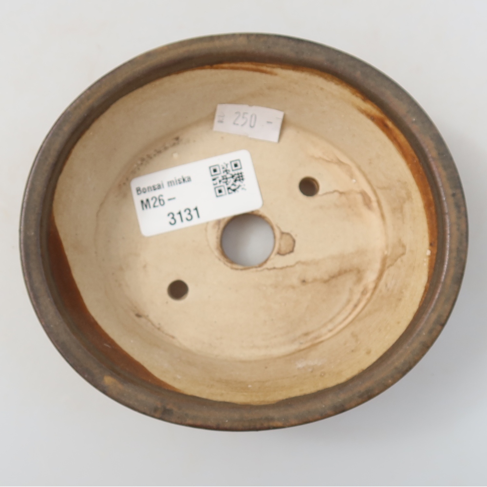 Ceramic bonsai pot, 13 x 11.5 x 4 cm, brown