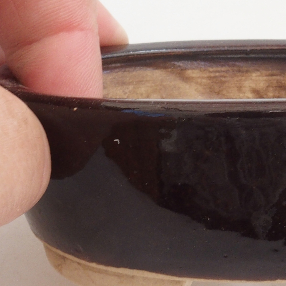 Ceramic bonsai bowl 9,5 x 8 x 3 cm, color brown