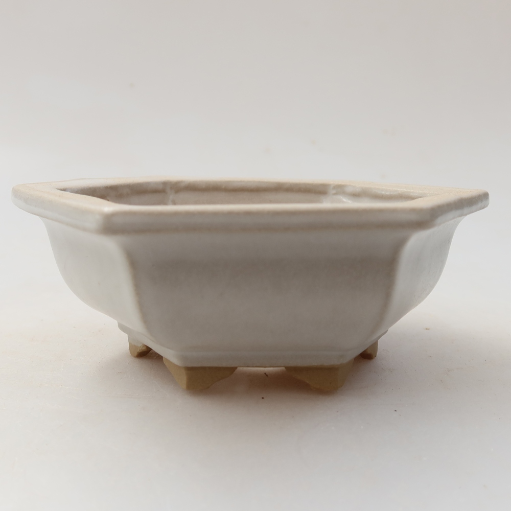 Ceramic bonsai pot, 12 x 10.5 x 4.5 cm, white