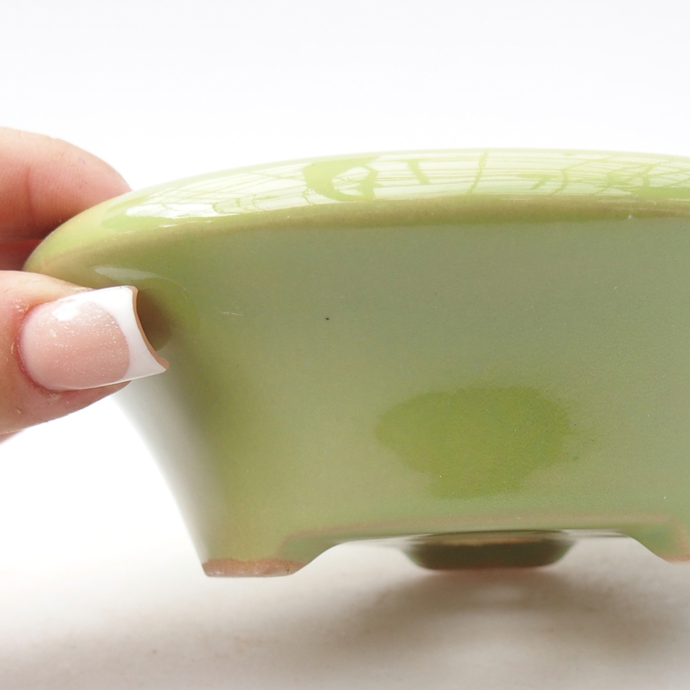Ceramic bonsai bowl 13,5 x 13,5 x 4,5 cm, green