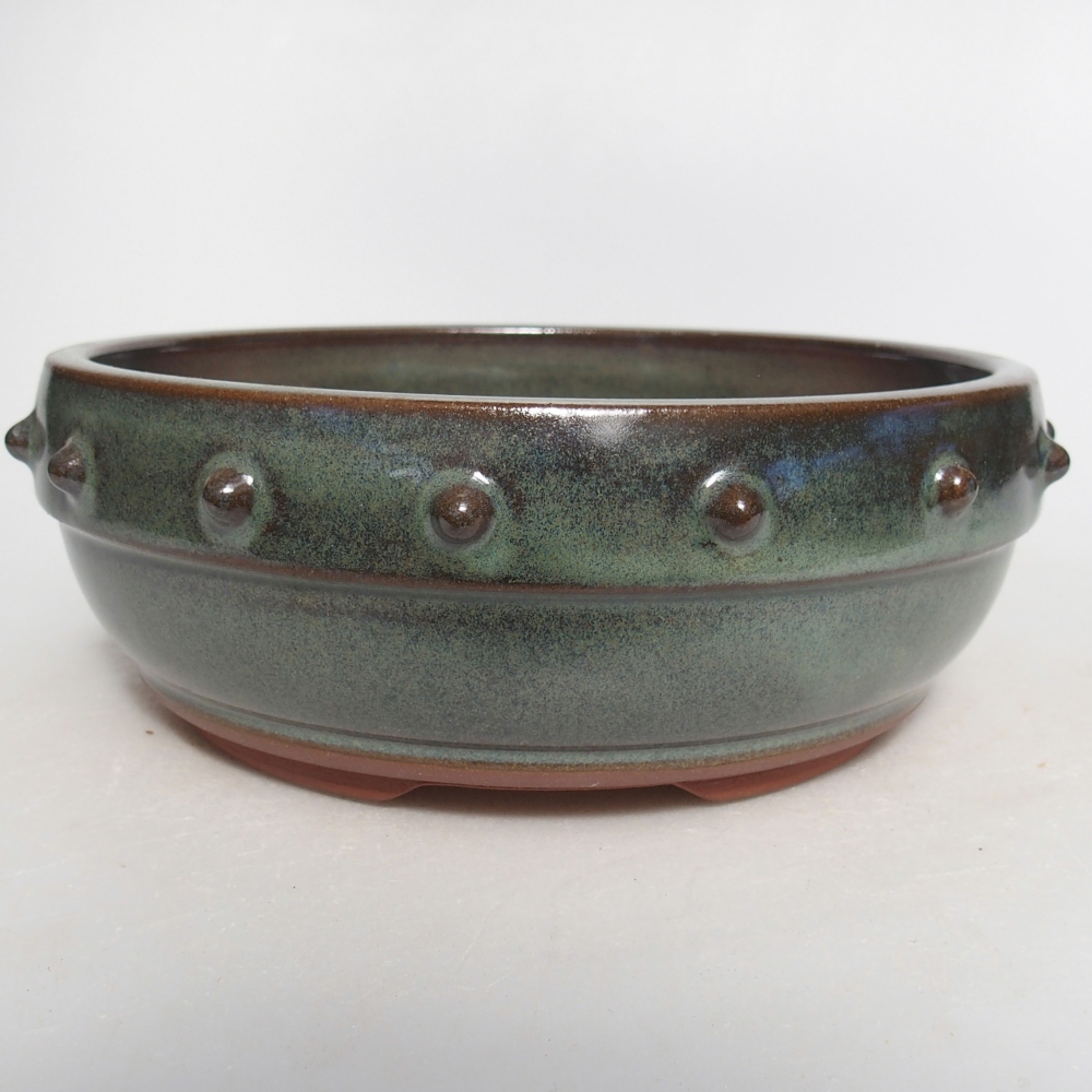 Ceramic bonsai bowl 16,5 x 16,5 x 7 cm, green