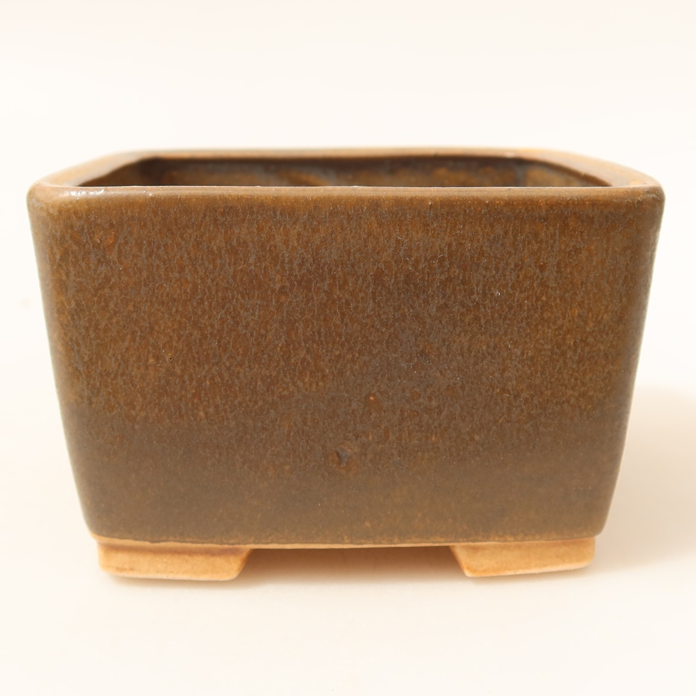 Ceramic bonsai pot, 10.5 x 10.5 x 7 cm, brown