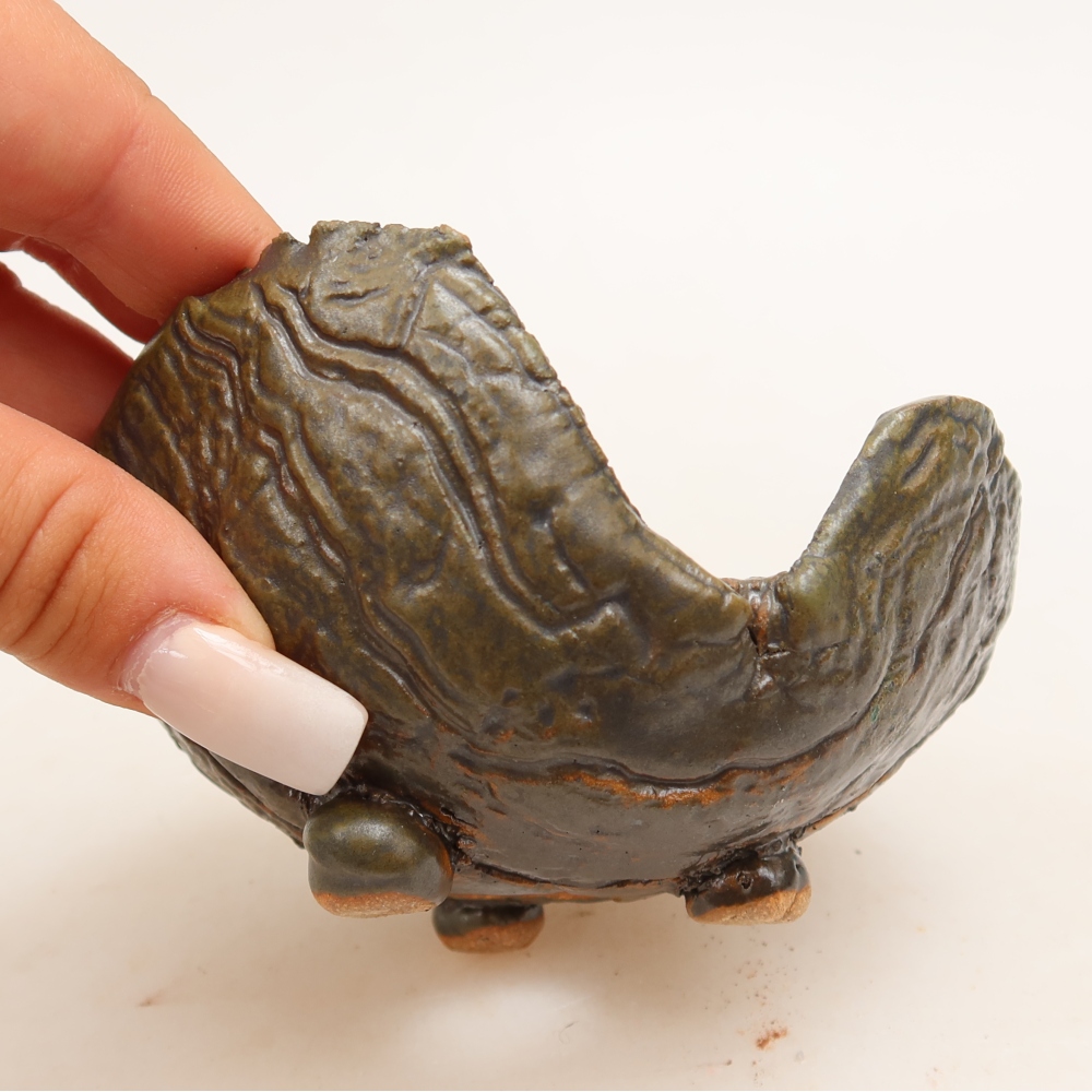 Ceramic Shell  10.5 x 8.5 x 6 cm, brownish-green