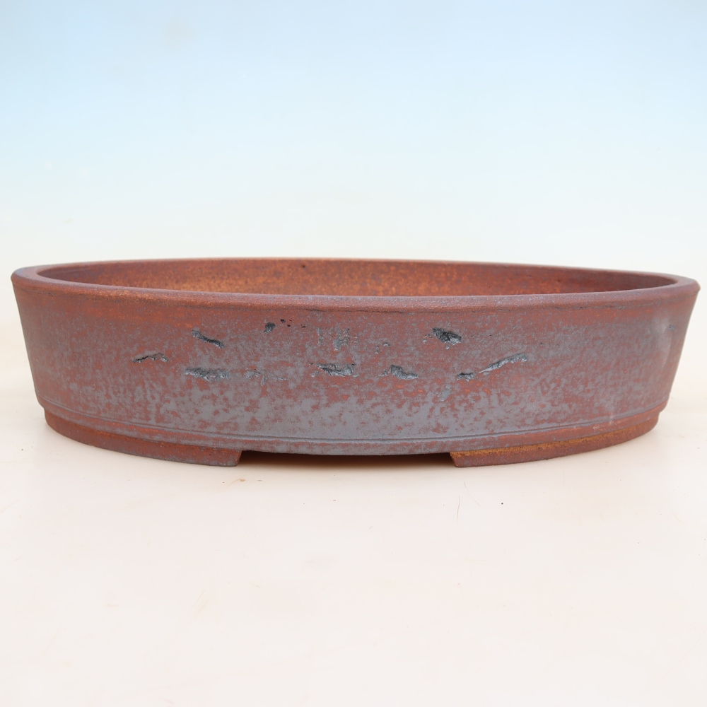 Ceramic bonsai pot, 37 x 30 x 7.5 cm, metallic color