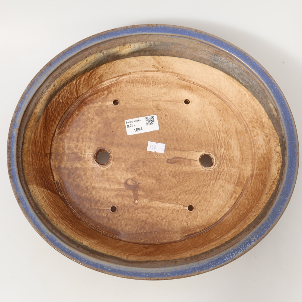 Ceramic bonsai pot, 31.5 x 28 x 7 cm, blue
