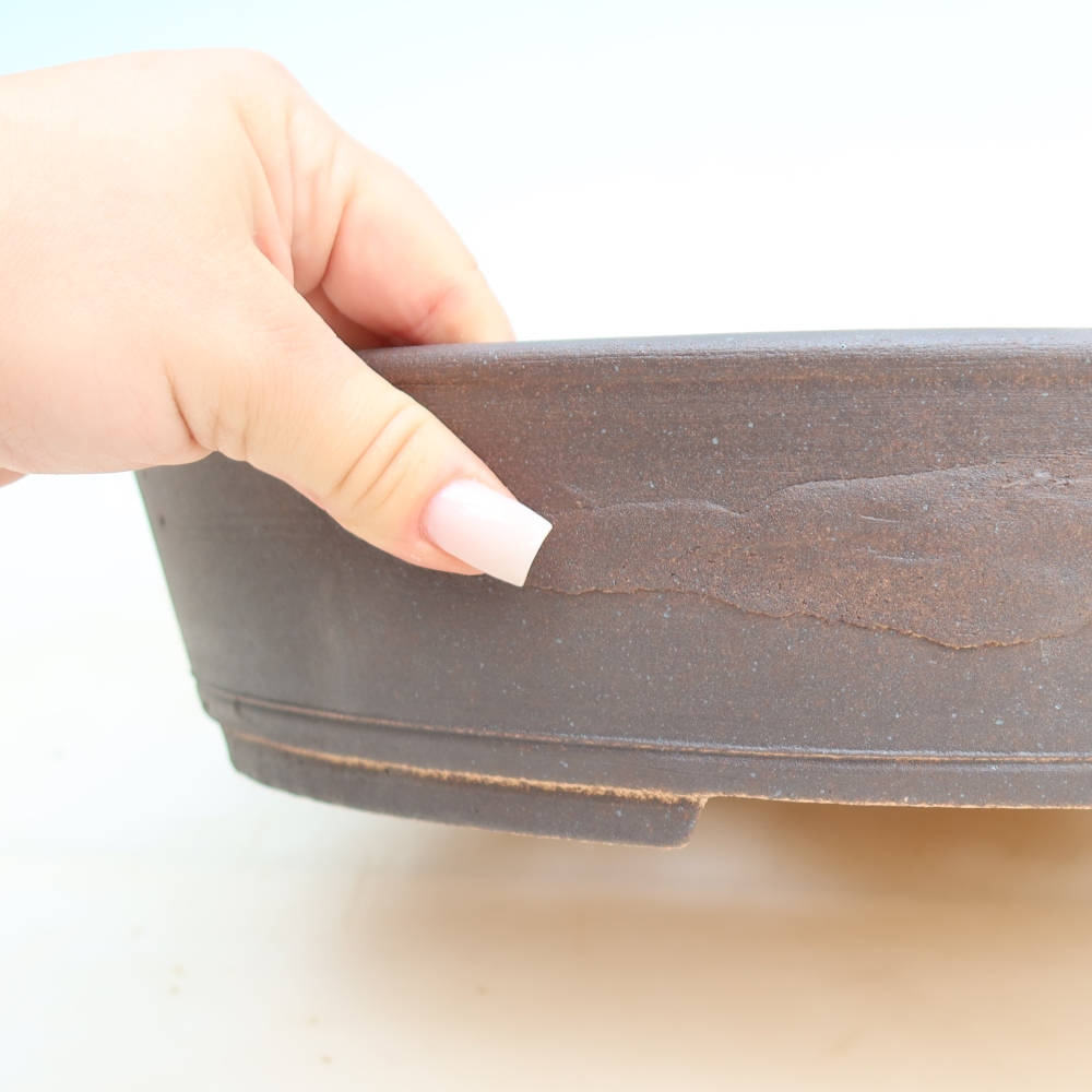 Ceramic bonsai pot, 38 x 30.5 x 7.5 cm, brown
