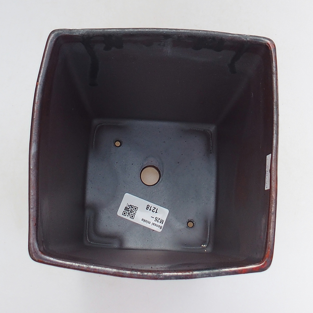 Ceramic bonsai bowl 15 x 15 x 19 cm, colour red