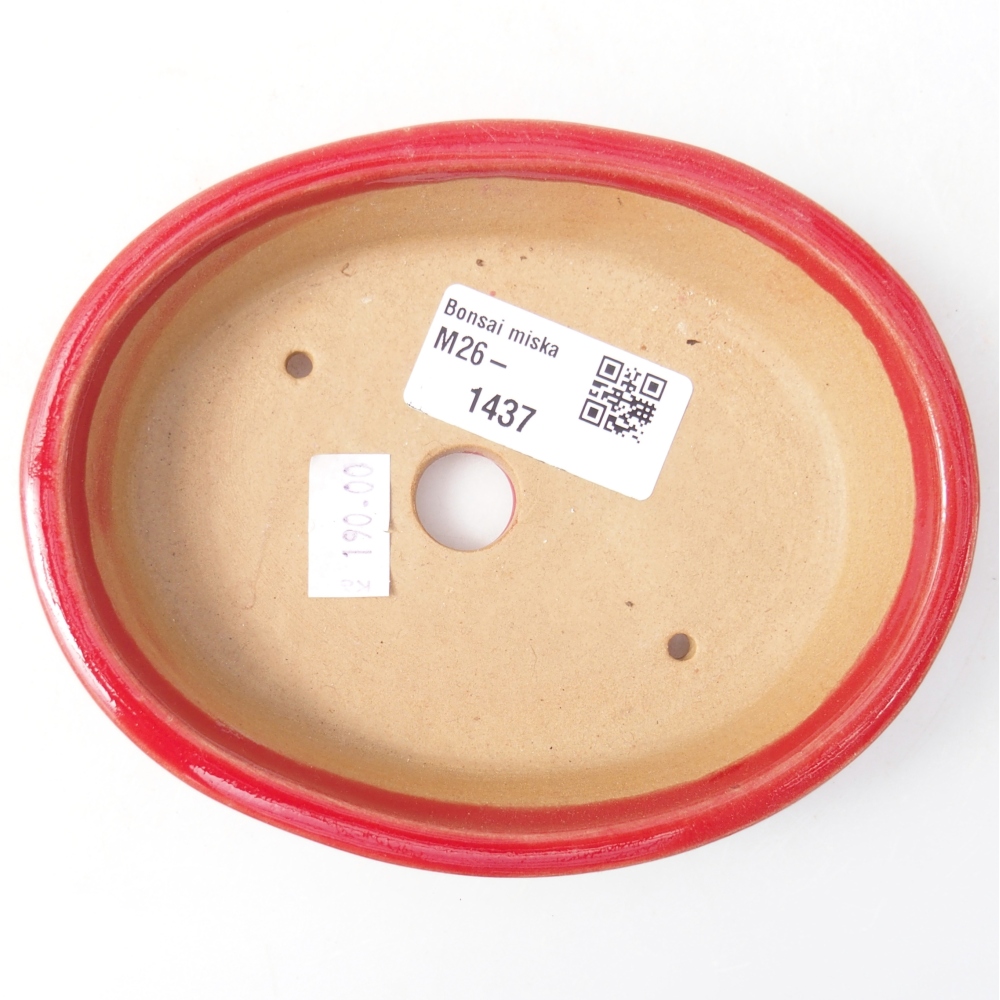 Ceramic bonsai bowl 13 x 10,5 x 3 cm, colour red