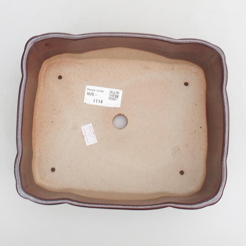 Ceramic bonsai bowl 20 x 17 x 7 cm, burgundy