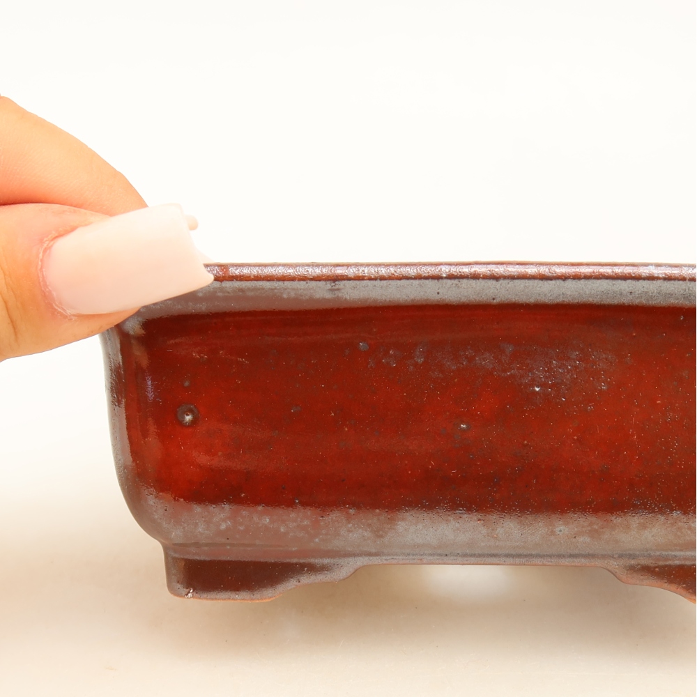 Ceramic bonsai pot, 12 x 10 x 5 cm, red