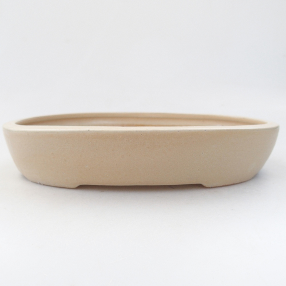 Ceramic bonsai bowl 22 x 16,5 x 4,5 cm, beige