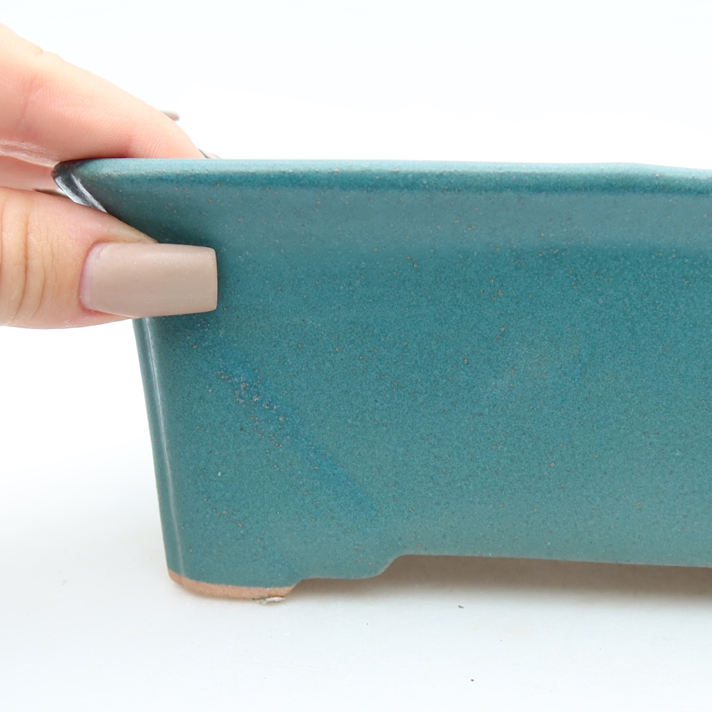 Ceramic bonsai pot, 18 x 13.5 x 7.5 cm, blue