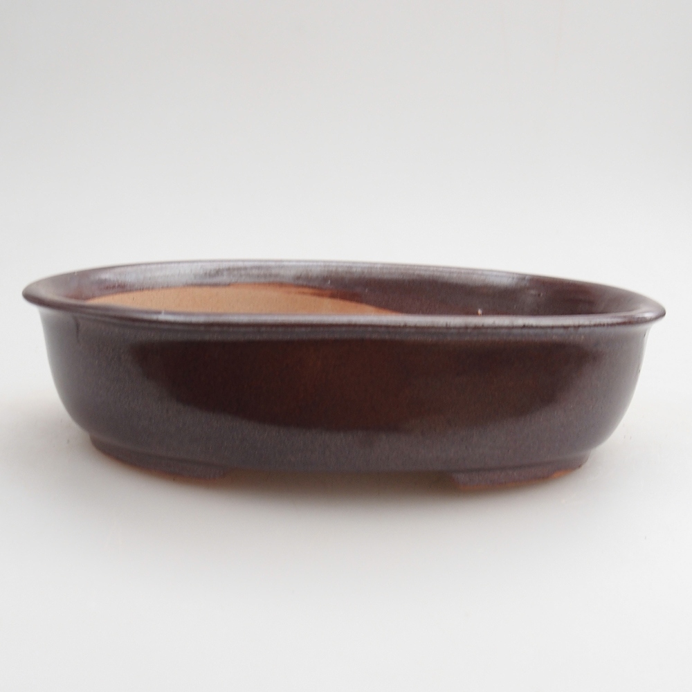 Ceramic bonsai bowl 19 x 14 x 4,5 cm, brown