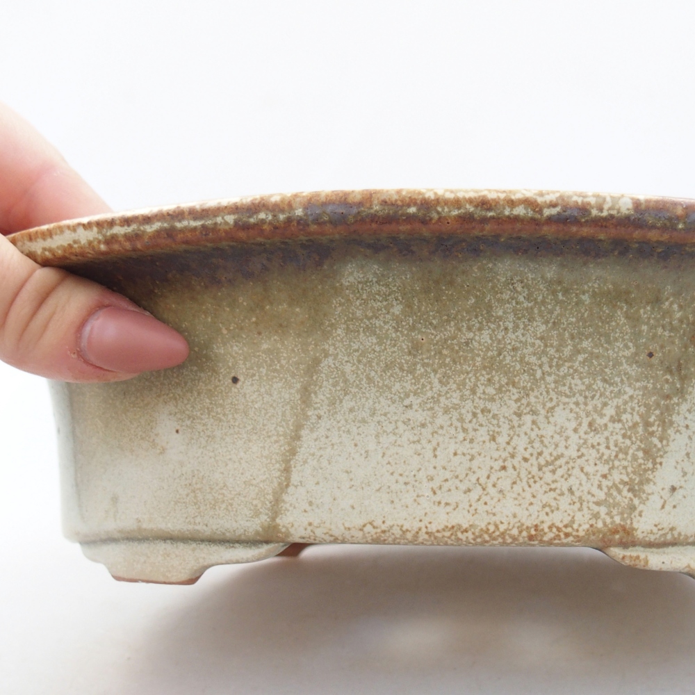 Ceramic bonsai bowl 23 x 18 x 6,5 cm, colour beige